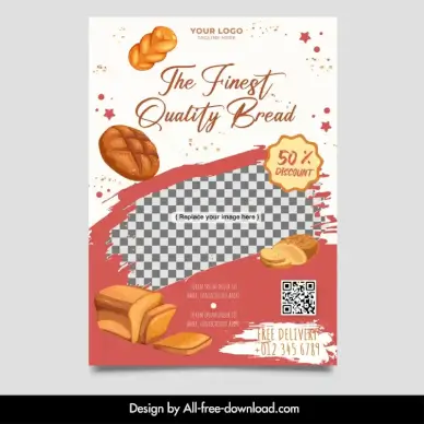 bakery flyer template dynamic bread checkered decor