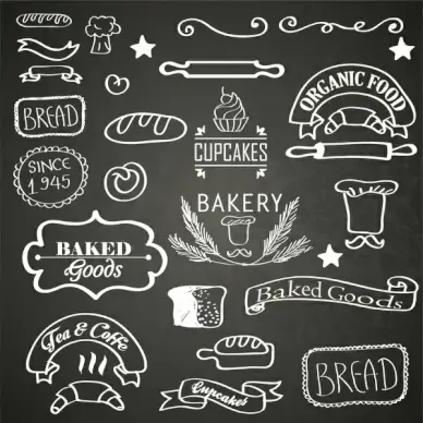 bakery hand drawn badge and label