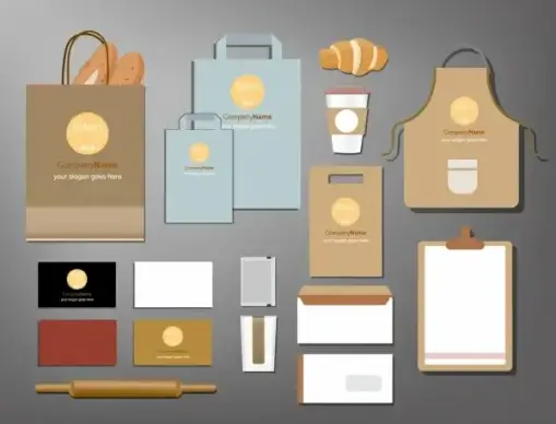 bakery identity icons envelope apron appliance icons