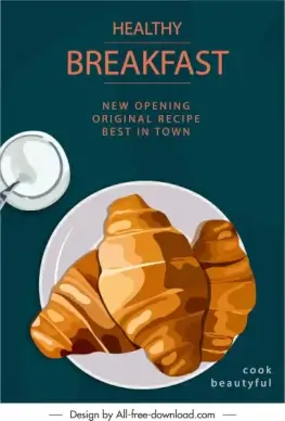 bakery opening banner classical flat design bread sketch