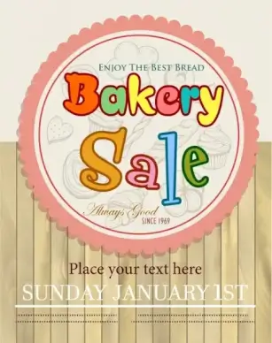 bakery sale banner circle stamp wooden wall decor