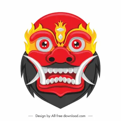 bali mask icon horror sketch classic symmetric design 