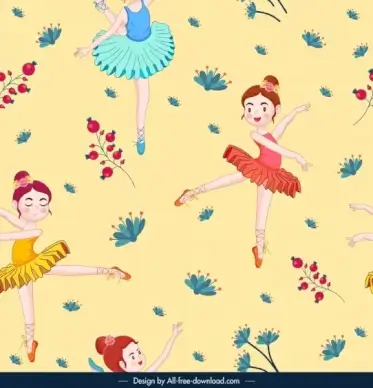 ballerina pattern cute dancing girl decor cartoon sketch