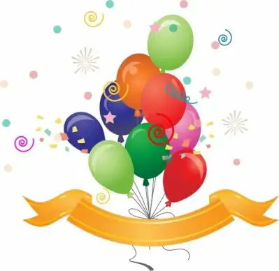 balloon background eventful colorful design ribbon decoration