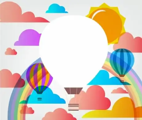 balloons background cloud rainbow sun ornament colorful sketch