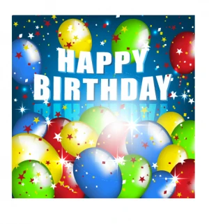 balloons with confetti happy birthday cards vector