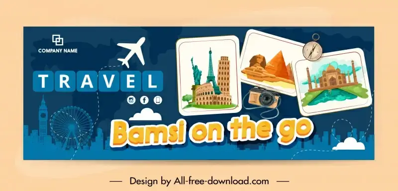bamsi on the go travel poster template landmark pictures tourism elements sketch
