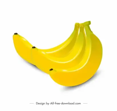 banana fruit icon shiny bright yellow 3d sketch
