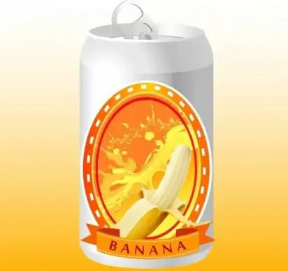 banana juice advertisement metallic white can ornament