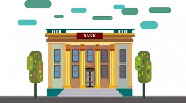 bank architecture sketch in color classical style
