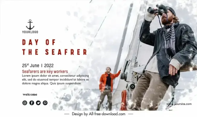 banner day of the seafarer template dynamic realistic  men sailboat decor