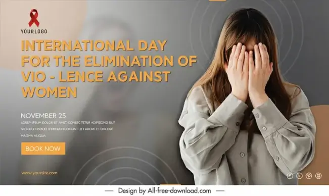 banner international day for the elimination of violence against women template upset woman sketch realistic design 