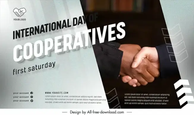 banner international day of cooperatives template contrast design handshake sketch