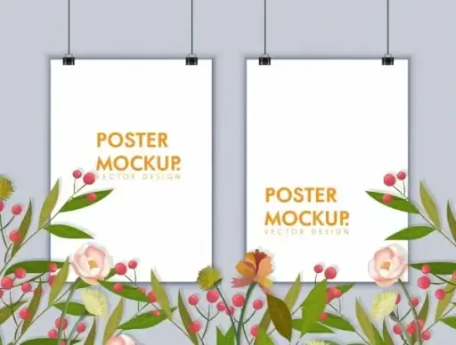 banner template frames mockup flowers decor