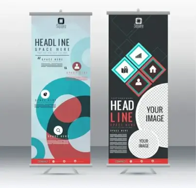 banner templates vertical roll design modern geometric decor