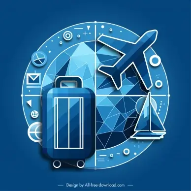 banner travel template dark geometric tour symbols