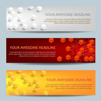 banners set with 3d cubic design background