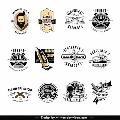 barber shop logo templates vintage design tools sketch