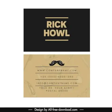 barber shop name card template blurred dark classic 