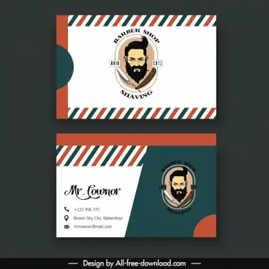 barber shop name card template man portrait sketch