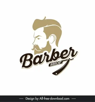 barbershop logo elegant flat man face