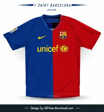 barcelona fc 2008 09 jersey tshirt template modern flat sketch