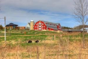 barn in the distance on the military ridge state trail