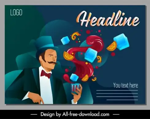 bartender poster dynamic cartoon design elegant man sketch
