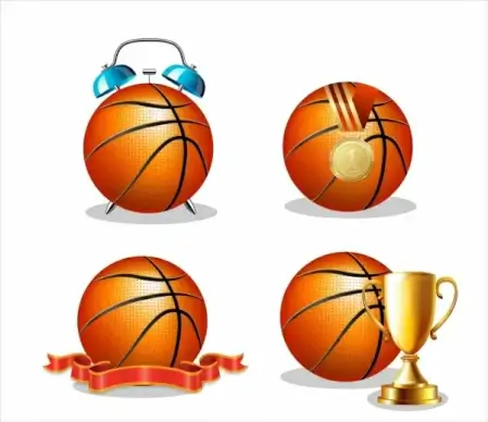 basket ball icons collection colored 3d design