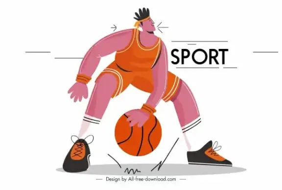 basket ball player icon cartoon character sketch