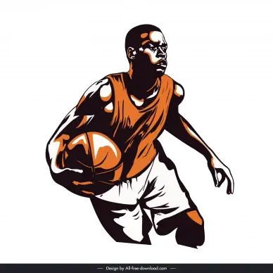 basketball player design element dark classic
