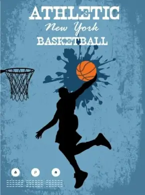 basketball poster athlete silhouette grunge splashing decor