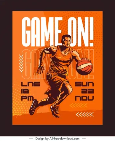 basketball poster template dynamic cartoon
