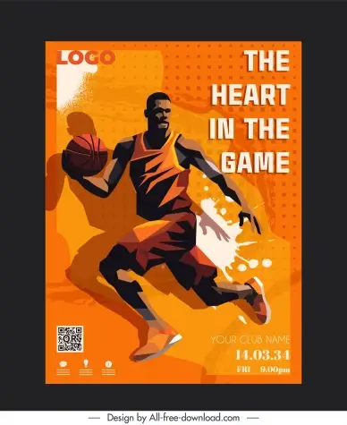 basketball poster template dynamic grunge low polygonal