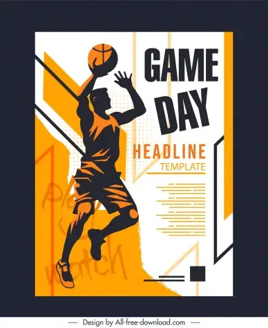 basketball poster template dynamic silhouette 