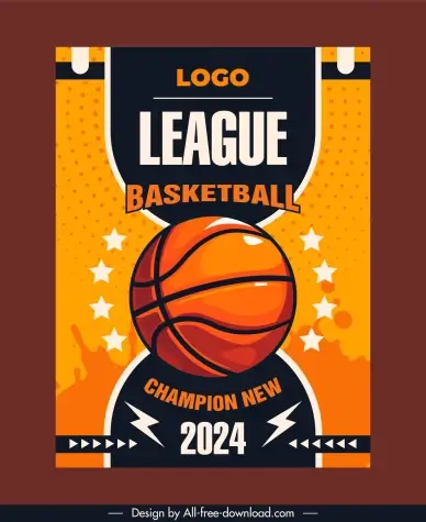 basketball poster template elegant ball stars thunderbolts decor