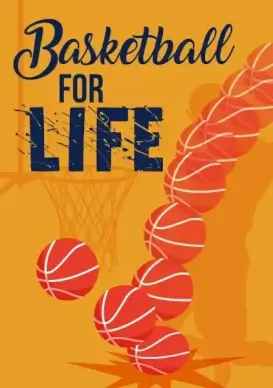 basketball promotion banner moving ball icons powerful design