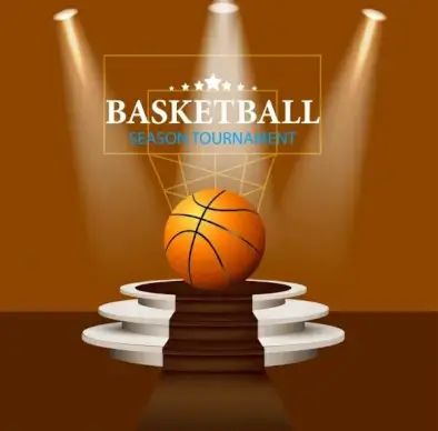 basketball tournament advertisement ball lights decor 3d design