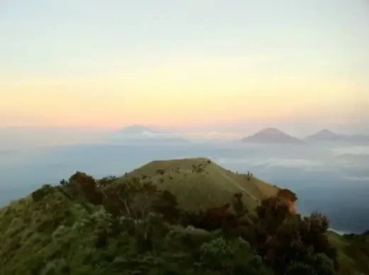 beach beautiful fog forest hill island landscape