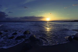 beach calm cloud coast dawn dusk evening landscape