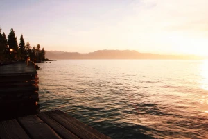 beach calm dawn dusk evening holiday lake landscape
