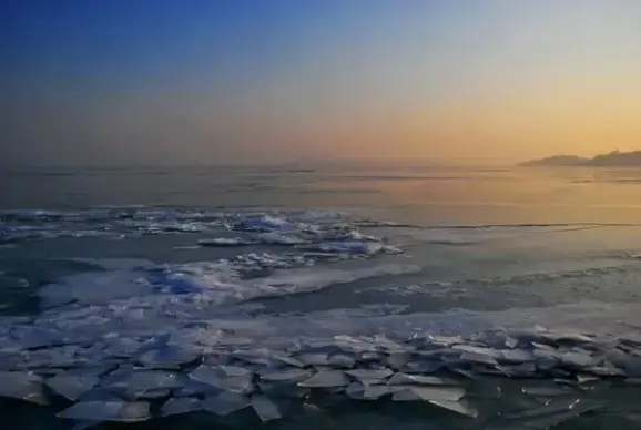 beach coast dawn dusk evening frozen ice landscape