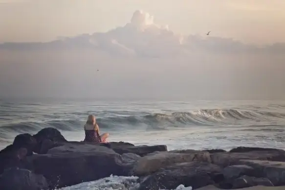 beach coast dawn fog lake landscape morning nature