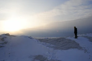 beach cold frozen hiking ice lake landscape morning