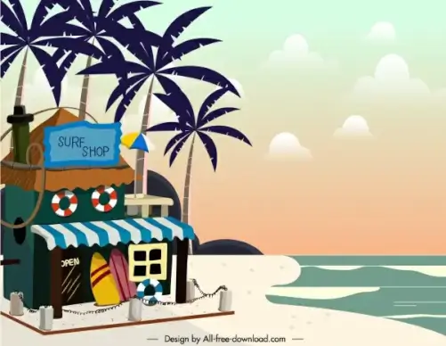 beach scene painting surf store sketch colorful classic