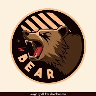 bear label template fierce emotion classical design