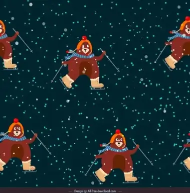 bears animal pattern cute stylized icons repeating design