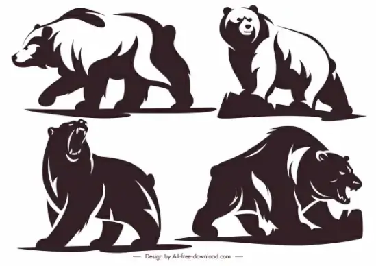 bears icons motion sketch silhouette decor