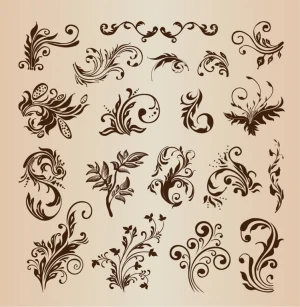 beautiful floral elements for design vector illustration set