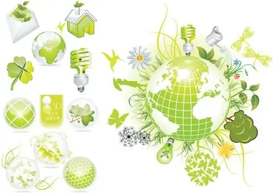 beautiful green theme icon vector